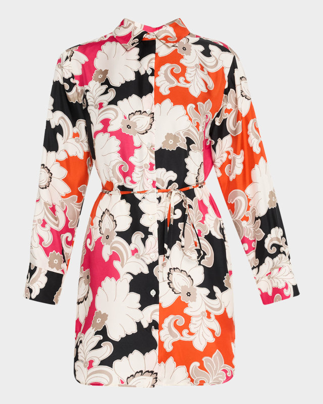 Cressida Floral-Print Silk Twill Tunic Shirt